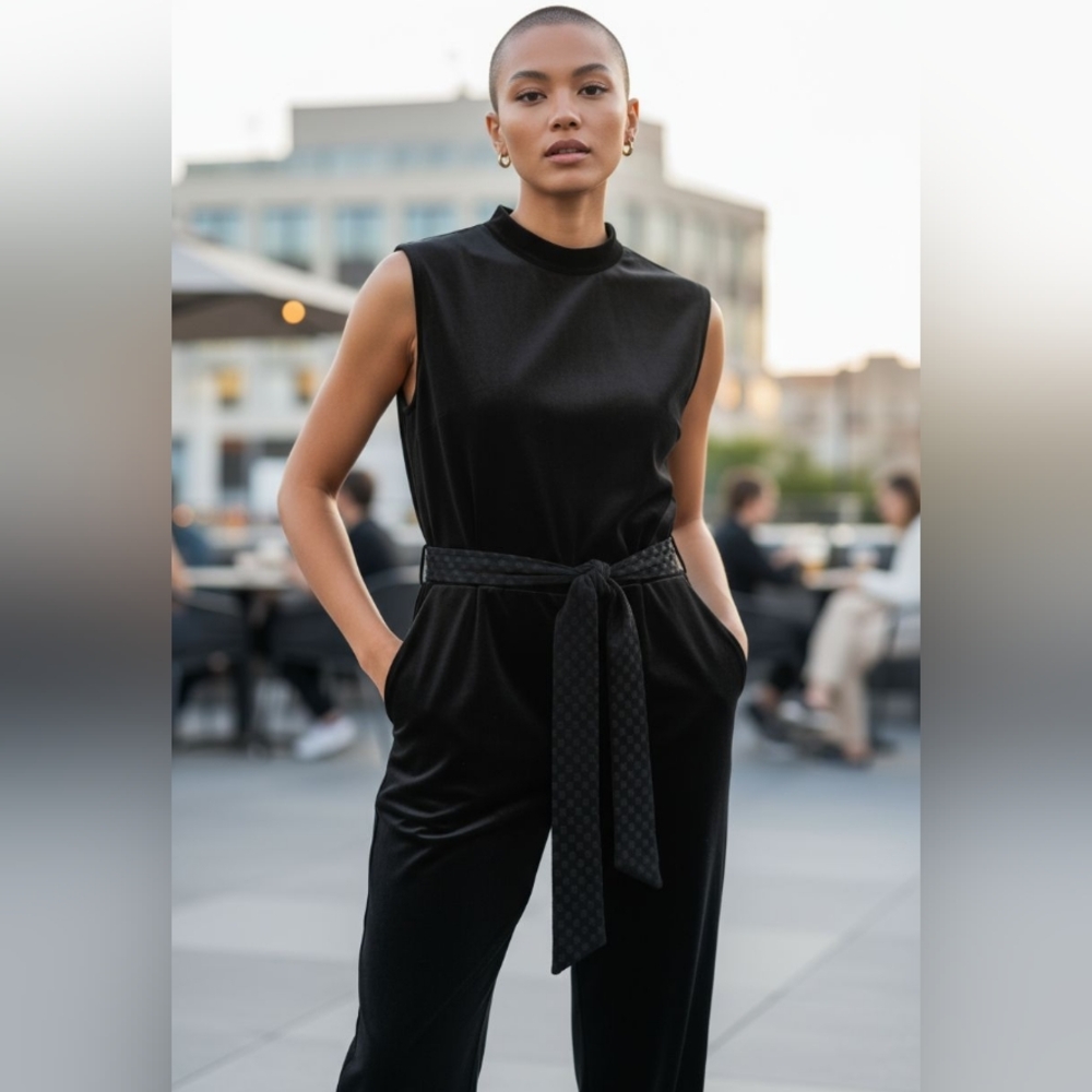 KARL LAGERFELD Women's Sleevless Velvet Jumpsuit - Size 16 - Picture 8 of 9